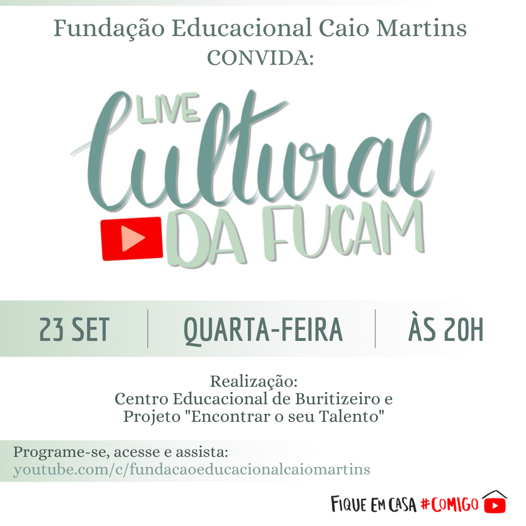 Live Cultural da Fucam será dia 23 de setembro